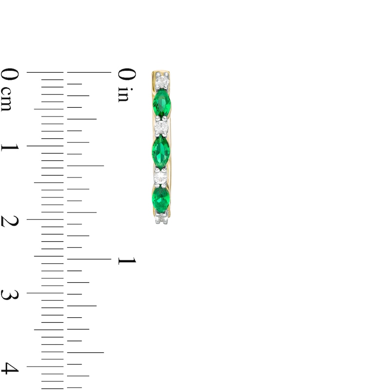 Main Image 4 of Marquise Lab-Created Emerald and White Sapphire Earrings and Ring Set in Sterling Silver with 14K Gold Plate - Size 7