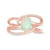 Thumbnail Image 3 of Oval Opal and 1/6 CT. T.W. Diamond Bypass Swirl Frame Triple Row Split Shank Ring in 10K Rose Gold