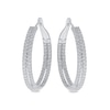 Thumbnail Image 1 of 3 CT. T.W. Diamond Criss-Cross Inside-Out Hoop Earrings in 10K White Gold