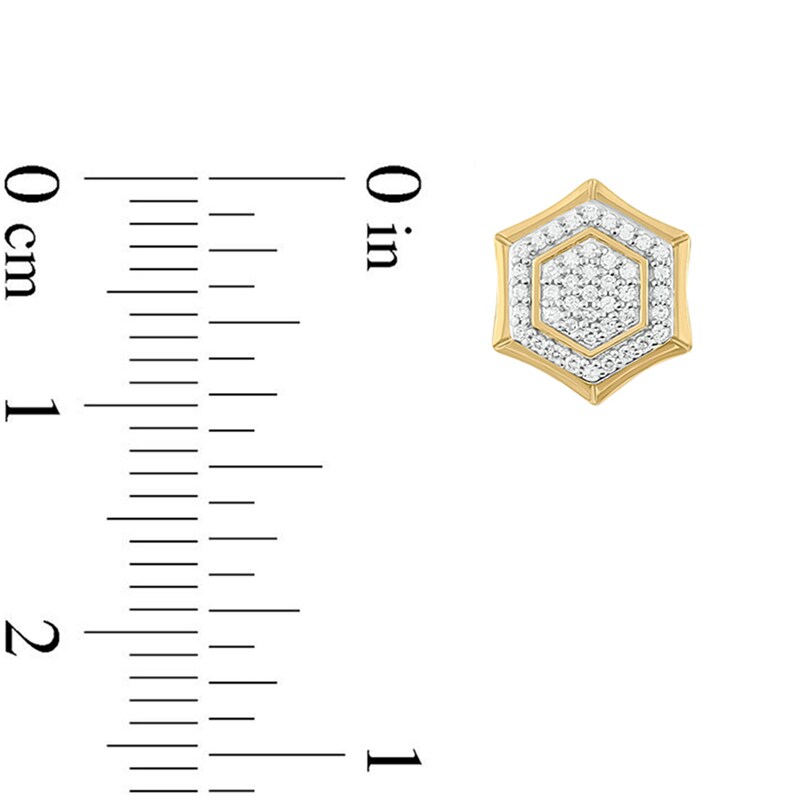 Men's 1/3 CT. T.W. Composite Diamond Frame Concave Hexagon Stud Earrings in 10K Gold