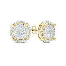 Men's 1/5 CT. T.W. Composite Diamond Frame Compass Stud Earrings in 10K Gold