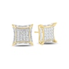 Thumbnail Image 0 of Men's 1 CT. T.W. Baguette and Round Composite Diamond Concave Square Stud Earrings in 10K Gold