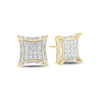 Thumbnail Image 1 of 1 CT. T.W. Baguette and Round Composite Diamond Concave Square Stud Earrings in 10K Gold