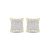 Thumbnail Image 1 of Men's 1 CT. T.W. Baguette and Round Composite Diamond Concave Square Stud Earrings in 10K Gold