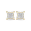 Thumbnail Image 2 of 1 CT. T.W. Baguette and Round Composite Diamond Concave Square Stud Earrings in 10K Gold