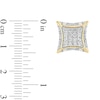 Thumbnail Image 2 of Men's 1 CT. T.W. Baguette and Round Composite Diamond Concave Square Stud Earrings in 10K Gold
