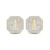 Thumbnail Image 2 of 1/3 CT. T.W. Baguette and Round Composite Diamond Octagonal Frame Cross Stud Earrings in 10K Gold