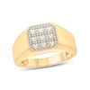 Thumbnail Image 0 of Men's Diamond Accent Grid Pattern Octagonal Signet Ring in Sterling Silver with 14K Gold Plate