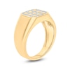 Thumbnail Image 1 of Men's Diamond Accent Grid Pattern Octagonal Signet Ring in Sterling Silver with 14K Gold Plate