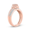 Thumbnail Image 1 of 5.0mm Morganite and 1/4 CT. T.W. Diamond Frame Chevron-Sides Split Shank Bridal Set in 10K Rose Gold