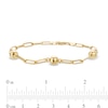 Thumbnail Image 4 of Triple Bead Station Paper Clip Link Chain Bracelet in 10K Gold - 7.5"