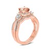 Thumbnail Image 2 of 6.0mm Morganite, White Topaz and 1/3 CT. T.W. Diamond Frame Three Stone Bridal Set in 10K Rose Gold