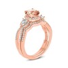 Thumbnail Image 1 of 6.0mm Morganite, White Topaz and 1/3 CT. T.W. Diamond Frame Three Stone Bridal Set in 10K Rose Gold