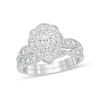 Thumbnail Image 1 of 5/8 CT. T.W. Pear-Shaped Diamond Double Petal Frame Vintage-Style Bridal Set in 10K White Gold