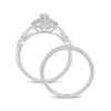 Thumbnail Image 4 of 5/8 CT. T.W. Pear-Shaped Diamond Double Petal Frame Vintage-Style Bridal Set in 10K White Gold