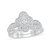 Thumbnail Image 0 of 5/8 CT. T.W. Oval Diamond Quatrefoil Frame Art Deco Bridal Set in 10K White Gold