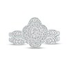 Thumbnail Image 2 of 5/8 CT. T.W. Oval Diamond Quatrefoil Frame Art Deco Bridal Set in 10K White Gold