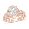 Thumbnail Image 0 of 5/8 CT. T.W. Pear-Shaped Diamond Double Petal Frame Vintage-Style Bridal Set in 10K Rose Gold