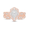 Thumbnail Image 2 of 5/8 CT. T.W. Pear-Shaped Diamond Double Petal Frame Vintage-Style Bridal Set in 10K Rose Gold