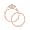 Thumbnail Image 3 of 5/8 CT. T.W. Pear-Shaped Diamond Double Petal Frame Vintage-Style Bridal Set in 10K Rose Gold