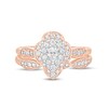 Thumbnail Image 2 of 5/8 CT. T.W. Pear-Shaped Diamond Quatrefoil Frame Art Deco Bridal Set in 10K Rose Gold