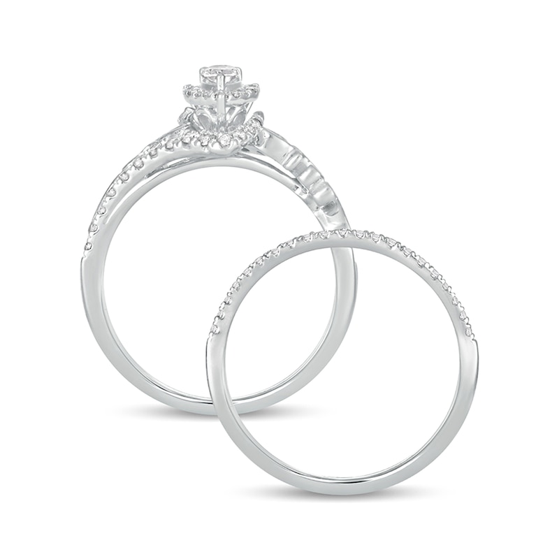 Main Image 4 of 5/8 CT. T.W. Pear-Shaped Diamond Frame Filigree Bypass Bridal Set in 10K White Gold