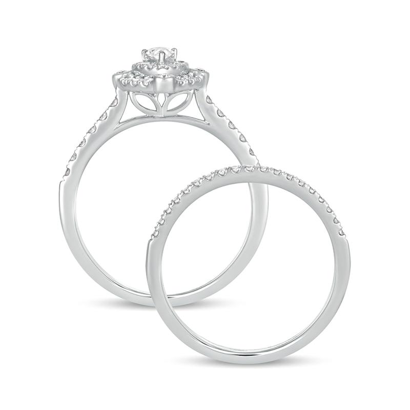 5/8 CT. T.W. Pear-Shaped Diamond Double Frame Bridal Set in 10K White Gold