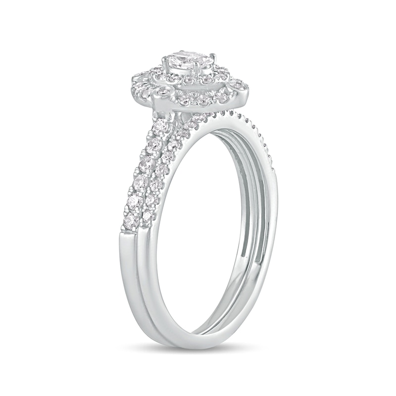 Main Image 2 of 5/8 CT. T.W. Oval Diamond Double Frame Bridal Set in 10K White Gold