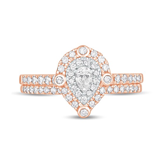 5/8 CT. T.w. Pear-Shaped Diamond Double Frame Bridal Set in 10K Rose Gold