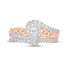 Thumbnail Image 2 of 5/8 CT. T.W. Pear-Shaped Diamond Double Frame Filigree Bypass Bridal Set in 10K Rose Gold