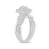 5/8 CT. T.W. Oval Diamond Frame Twist Shank Bridal Set in 10K White Gold