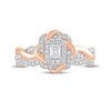 5/8 CT. T.W. Emerald-Cut Diamond Frame Twist Shank Bridal Set in 10K Rose Gold