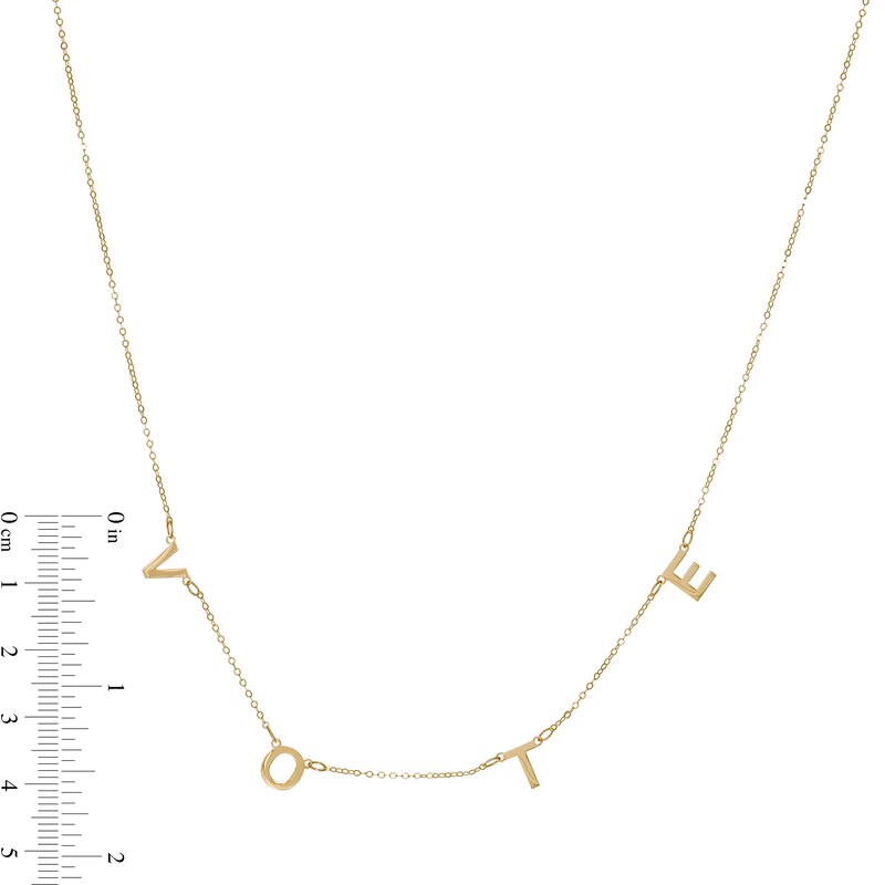 Main Image 2 of "VOTE" Hand Assembled Letter Station Necklace in 14K Gold