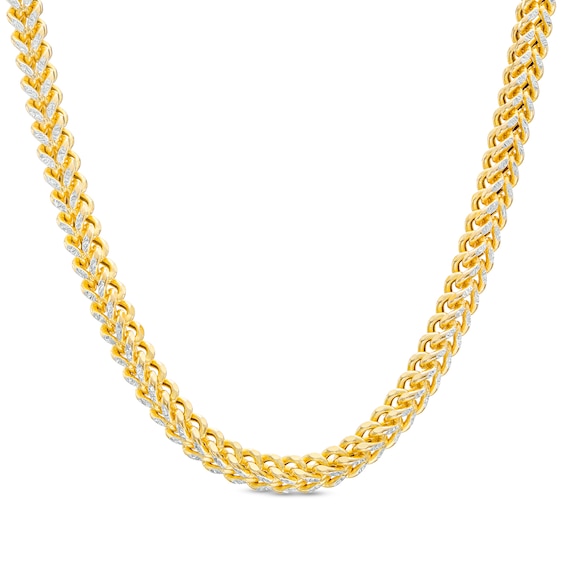 Italian Gold Men's 100 Gauge Diamond-Cut Reversible Franco Snake Chain in Hollow 14K Two-Tone Gold - 22"