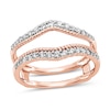 Thumbnail Image 1 of 3/8 CT. T.W. Diamond Rope-Textured Double Row Contour Solitaire Enhancer in 14K Rose Gold