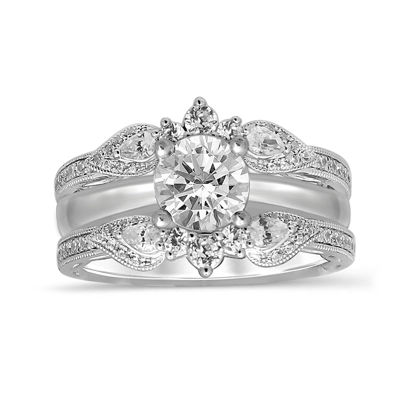 Main Image 4 of 3/4 CT. T.W. Pear-Shaped Diamond Contour Vintage-Style Solitaire Enhancer in 14K White Gold