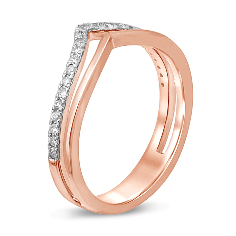 Main Image 2 of 1/5 CT. T.W. Diamond Chevron Anniversary Ring in 10K Rose Gold