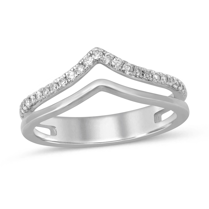 Main Image 1 of 1/5 CT. T.W. Diamond Chevron Anniversary Ring in 10K White Gold