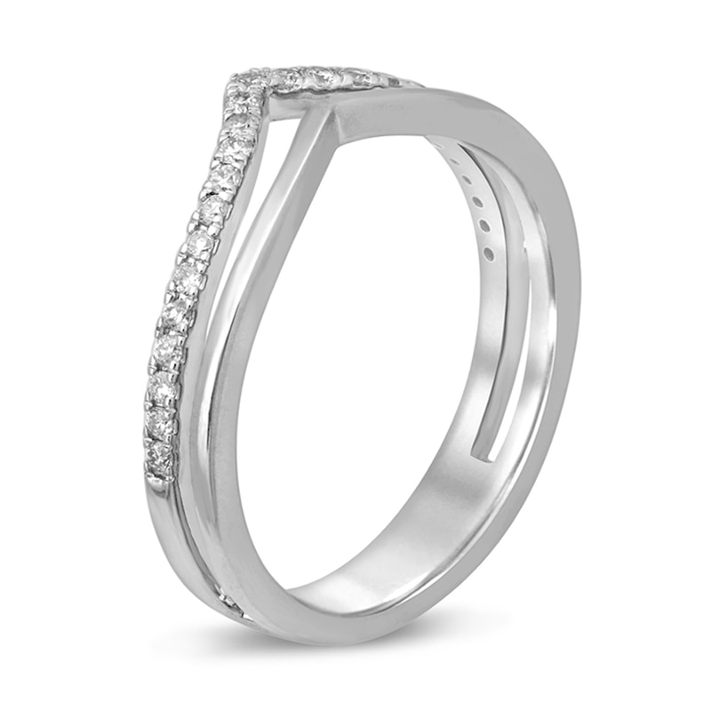 Main Image 2 of 1/5 CT. T.W. Diamond Chevron Anniversary Ring in 10K White Gold