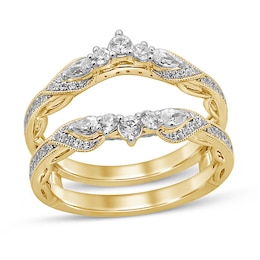 3/4 CT. T.W. Pear-Shaped Diamond Double Crown Vintage-Style Solitaire Enhancer in 14K Gold