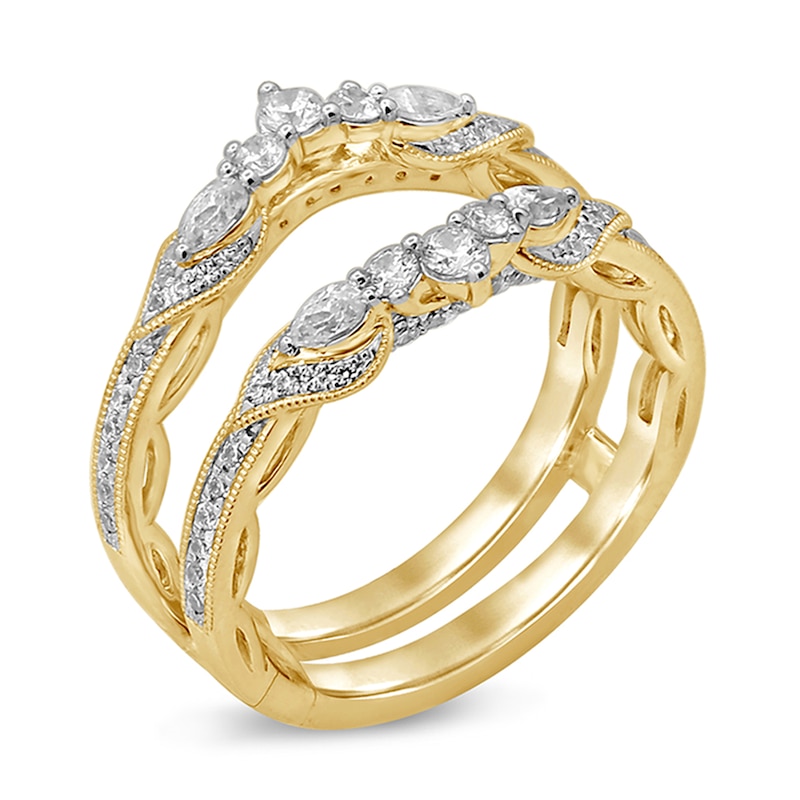 Main Image 2 of 3/4 CT. T.W. Pear-Shaped Diamond Double Crown Vintage-Style Solitaire Enhancer in 14K Gold
