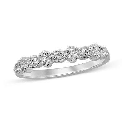 1/6 CT. T.W. Diamond Vintage-Style Anniversary Band in 10K White Gold ...