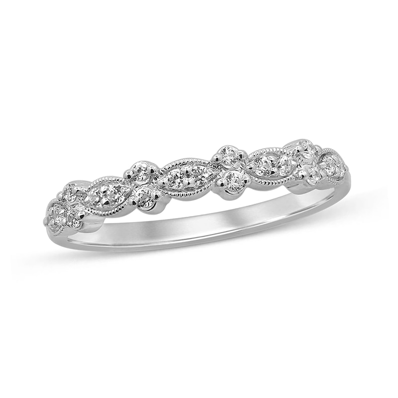 Main Image 1 of 1/6 CT. T.W. Diamond Vintage-Style Anniversary Band in 10K White Gold