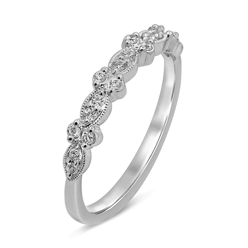 Main Image 2 of 1/6 CT. T.W. Diamond Vintage-Style Anniversary Band in 10K White Gold