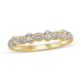 1/6 CT. T.W. Diamond Alternating Vintage-Style Anniversary Band in 10K Gold