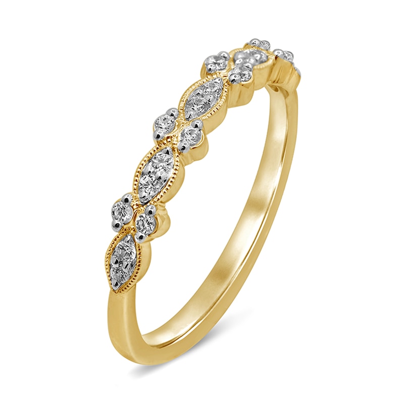 Main Image 2 of 1/6 CT. T.W. Diamond Alternating Vintage-Style Anniversary Band in 10K Gold