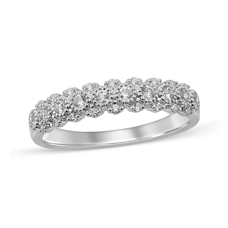 Main Image 1 of 1/3 CT. T.W. Diamond Beaded Frame Anniversary Band in 10K White Gold