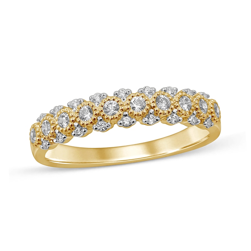 Main Image 1 of 1/3 CT. T.W. Diamond Beaded Frame Anniversary Band in 10K Gold