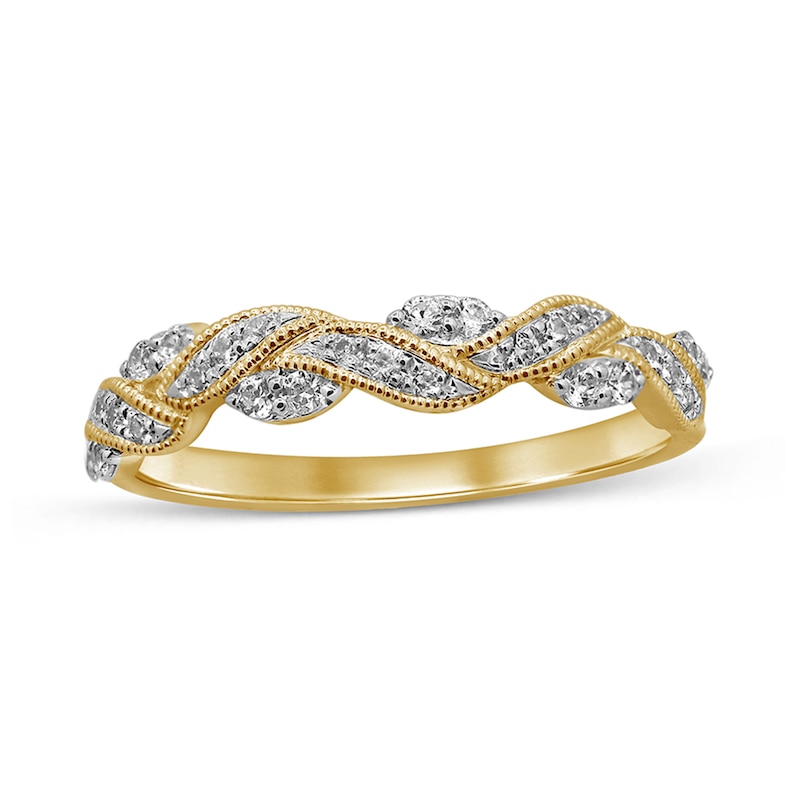 Main Image 1 of 1/4 CT. T.W. Diamond Braided Vintage-Style Anniversary Band in 10K Gold