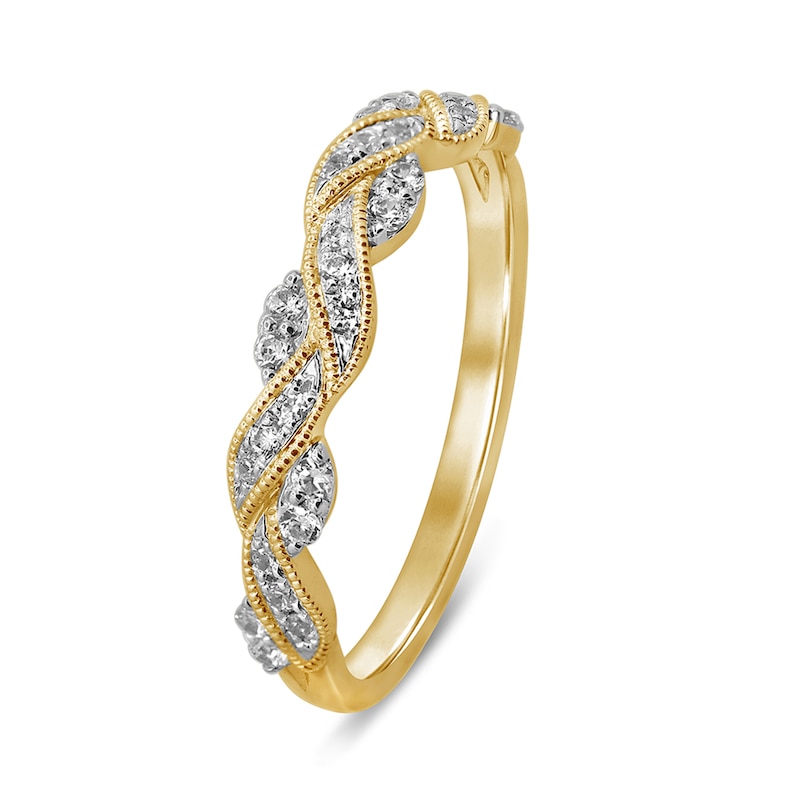 Main Image 2 of 1/4 CT. T.W. Diamond Braided Vintage-Style Anniversary Band in 10K Gold